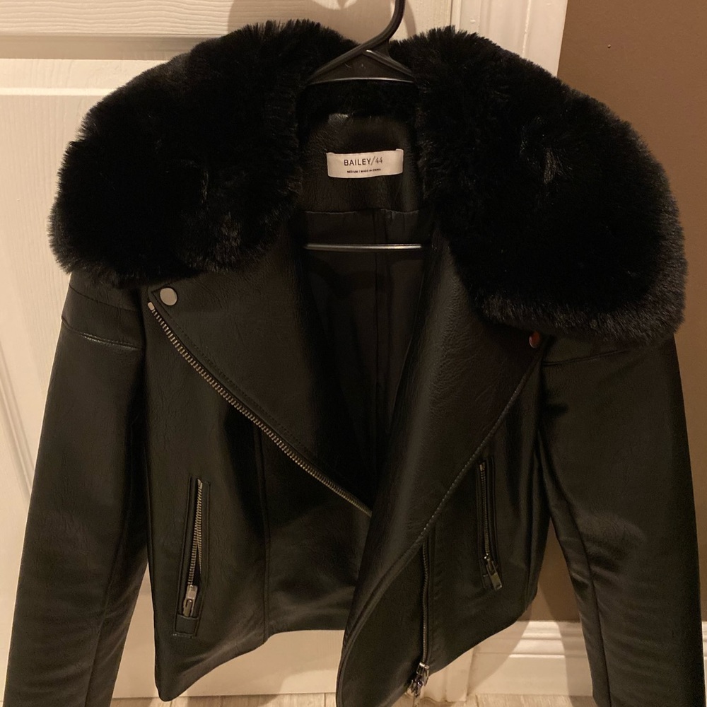 BAILEY 44 FAUX TRIM LEATHER JACKET